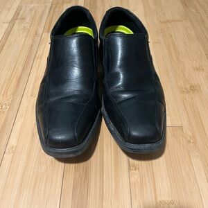 Clarks Black Leather Slip-On Loafers